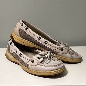 Sperry Women's White Leather Mock Toe Flat Casual Boat Shoes